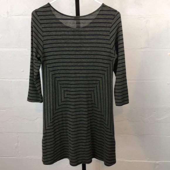 Comfy USA Striped Tunic Size XS Olive Black 3/4 Sleeve #d41 - Picture 4 of 5